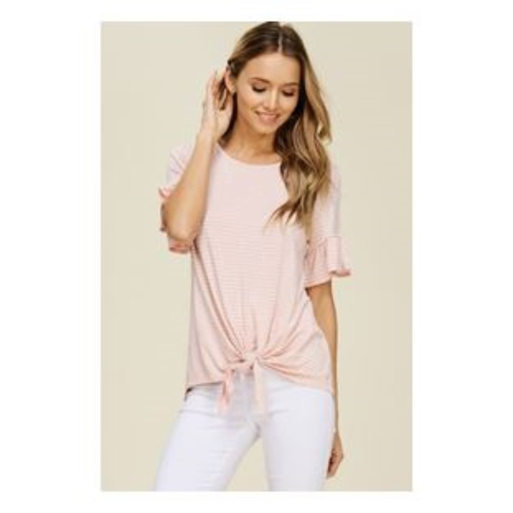 Ruffle Sleeve Front Tie Top